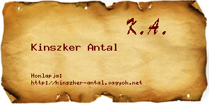 Kinszker Antal névjegykártya
